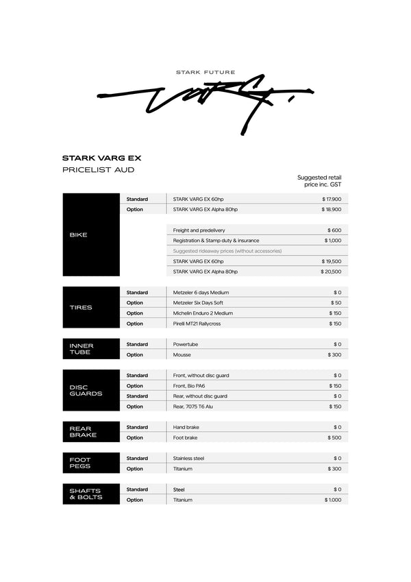 Stark VARG EX Deposit- August Delivery